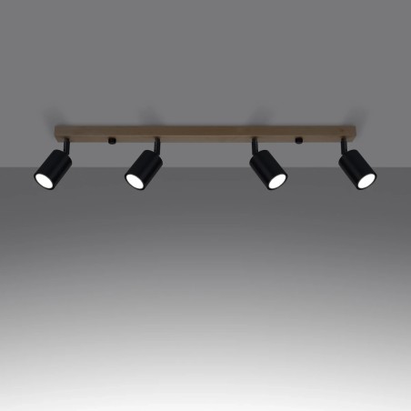 Regleta Elluae negro, 4 luces