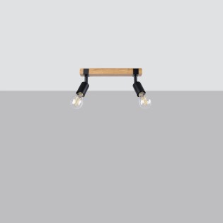 Regleta Nora negro, 2 luces