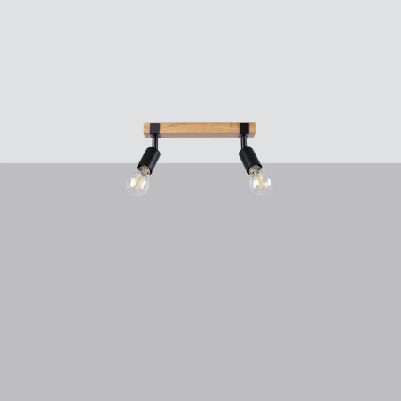 Regleta Nora negro, 2 luces