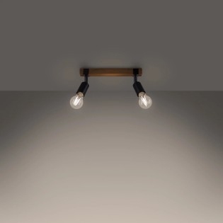 Regleta Nora negro, 2 luces