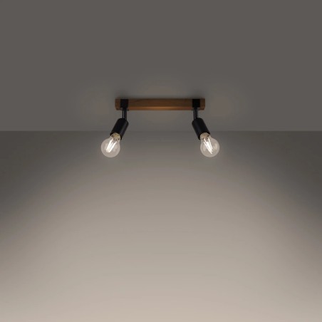 Regleta Nora negro, 2 luces