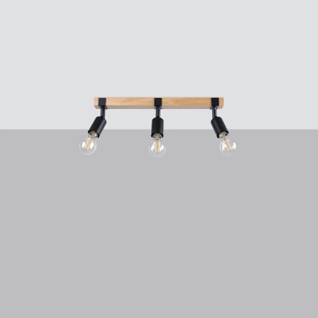 Regleta Nora negro, 3 luces