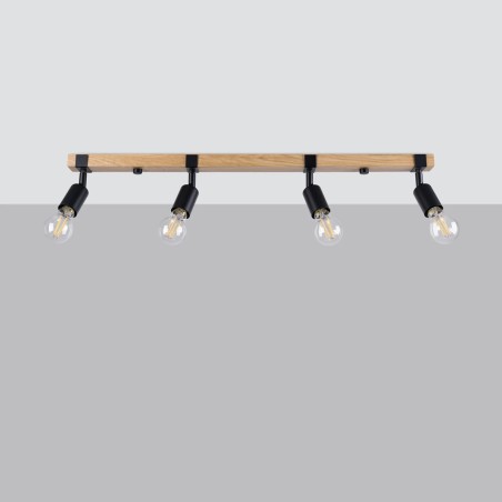 Regleta Nora negro, 4 luces