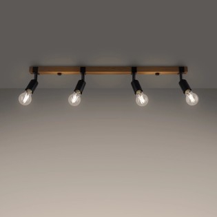 Regleta Nora negro, 4 luces