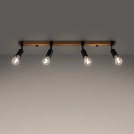 Regleta Nora negro, 4 luces