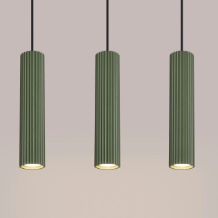 Lámpara colgante Moto verde, 3 luces