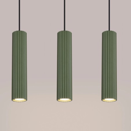 Lámpara colgante Moto verde, 3 luces