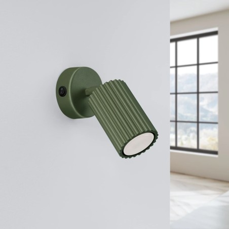 Aplique de pared Moto, verde con interruptor