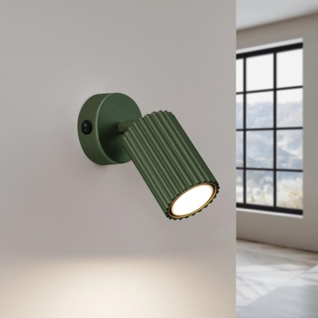 Aplique de pared Moto, verde con interruptor