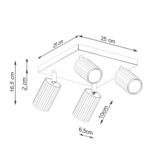 Plafón Moto rojo, 4 luces