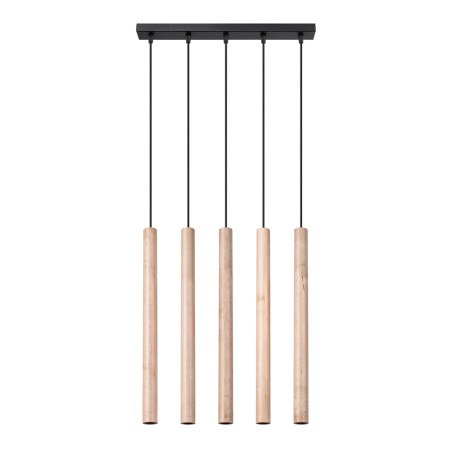 Lámpara colgante Vacu 5 luces , madera natural