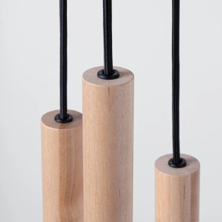Lámpara colgante Vacu 5 luces , madera natural