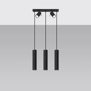 Lámpara colgante Vinivi negro, 3 luces