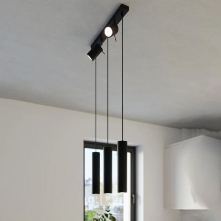 Lámpara colgante Vinivi negro, 3 luces
