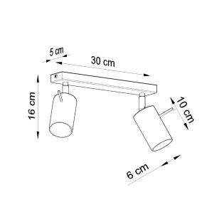 Regleta Vinivi gris, 2 luces