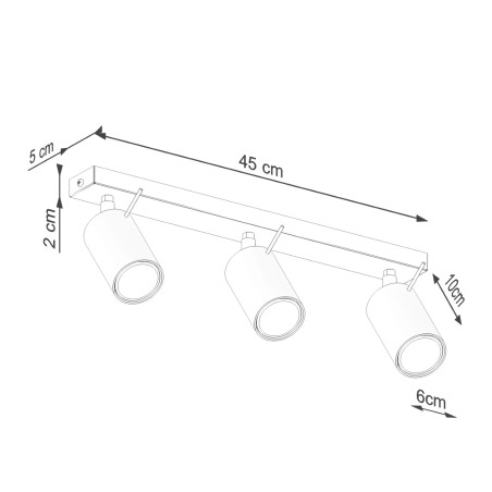 Regleta Vinivi beige, 3 luces