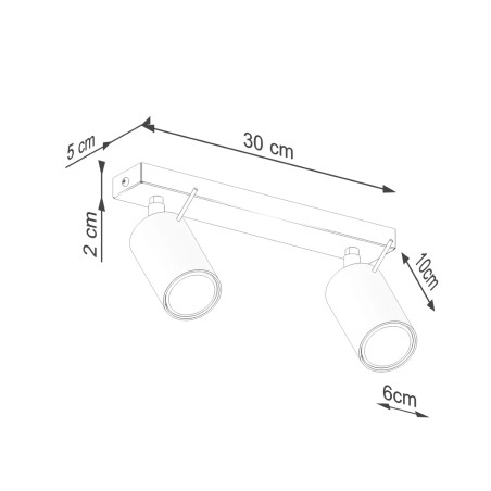 Regleta Vinivi rojo, 2 luces