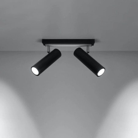 Regleta Zani negro, 2 luces