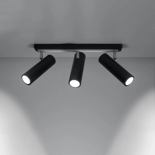 Regleta Zani negro, 3 luces