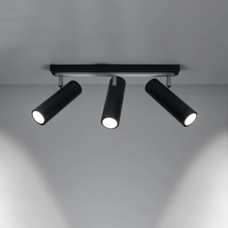Regleta Zani negro, 3 luces