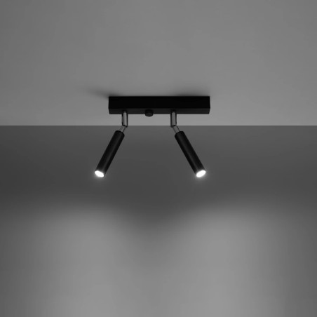 Regleta Koin negro, 2 luces