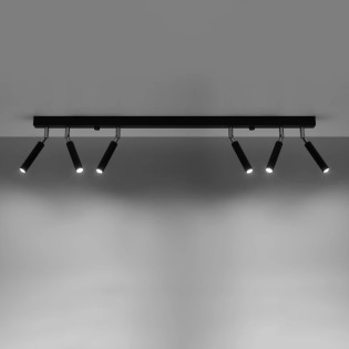 Regleta Koin negro, 6 luces