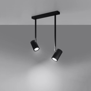 Regleta Rika negro, 2 luces