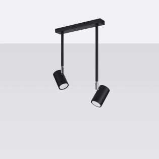 Regleta Rika negro, 2 luces