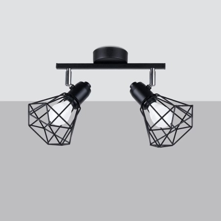 Regleta Mozosa negro, 2 luces