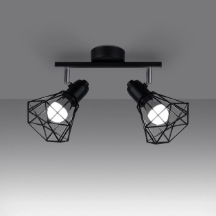 Regleta Mozosa negro, 2 luces