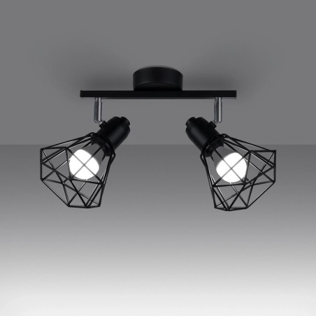 Regleta Mozosa negro, 2 luces