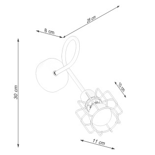 Aplique de pared Naxa negro L, 1 luz