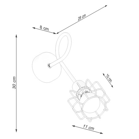 Aplique de pared Naxa negro L, 1 luz