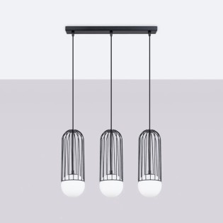 Lámpara colgante Zovolu negro, 3 luces