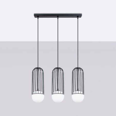 Lámpara colgante Zovolu negro, 3 luces