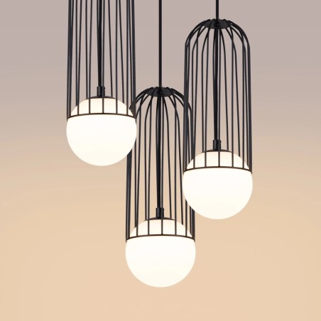 Lámpara colgante Zovolu negro, 3 luces
