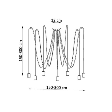 Lámpara Asum negro, 7 luces
