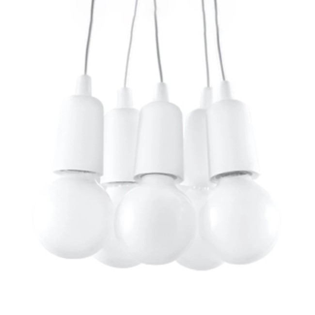 Lámpara colgante Tina blanco, 5 luces