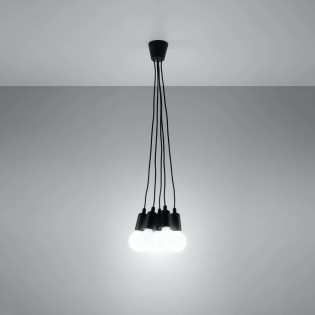 Lámpara colgante Tina negro, 5 luces