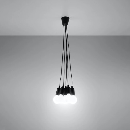 Lámpara colgante Tina negro, 5 luces