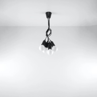 Lámpara colgante Tina negro, 5 luces