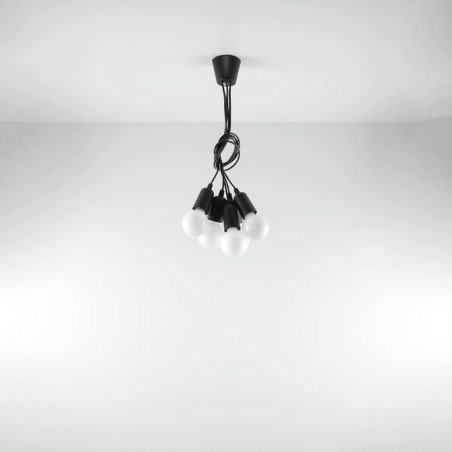 Lámpara colgante Tina negro, 5 luces