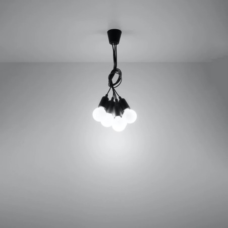 Lámpara colgante Tina negro, 5 luces