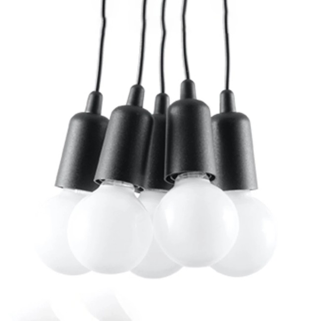 Lámpara colgante Tina negro, 5 luces