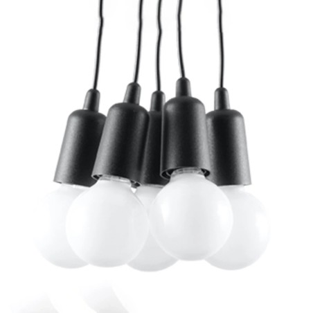 Lámpara colgante Tina negro, 5 luces