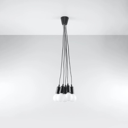 Lámpara colgante Tina negro, 5 luces