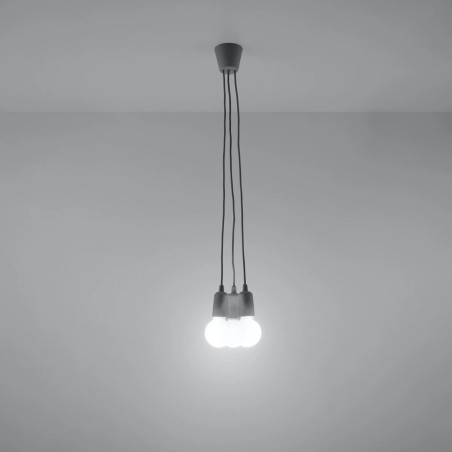 Lámpara colgante Tina gris, 3 luces