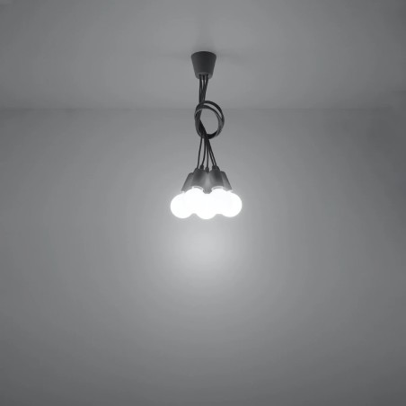 Lámpara colgante Tina gris, 5 luces