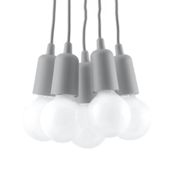 Lámpara colgante Tina gris, 5 luces