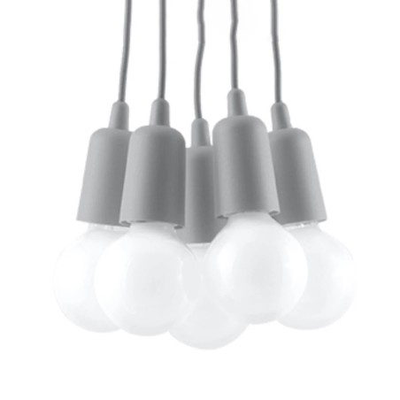 Lámpara colgante Tina gris, 5 luces